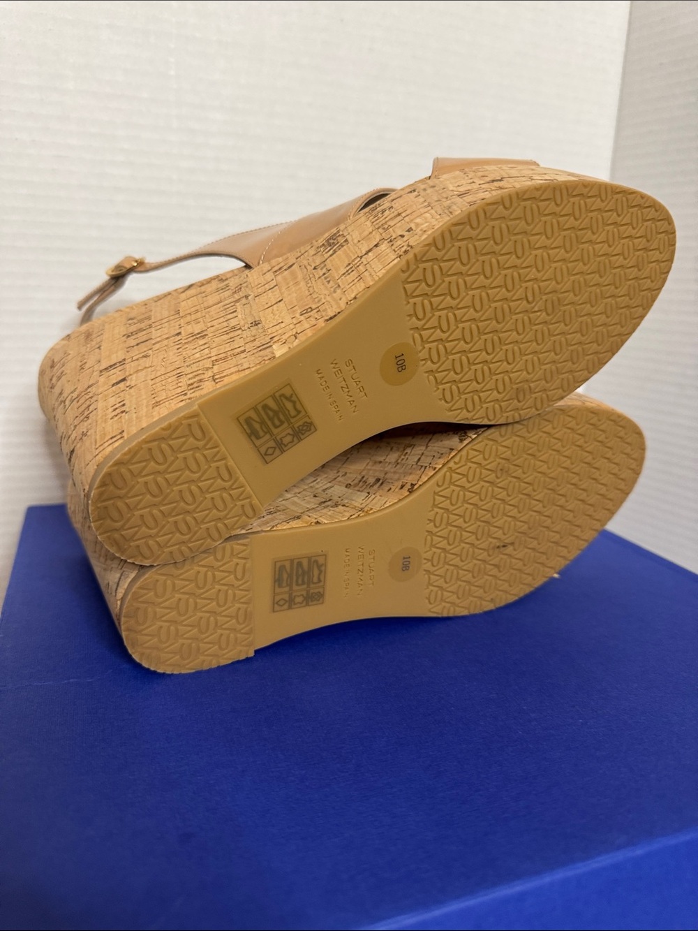 Stuart Weitzman Tan Cork Wedge Slingback Sandals - Women - Picture 4 of 7
